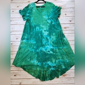 Green / Blue Tie Dye Print Carly Dress 2XL